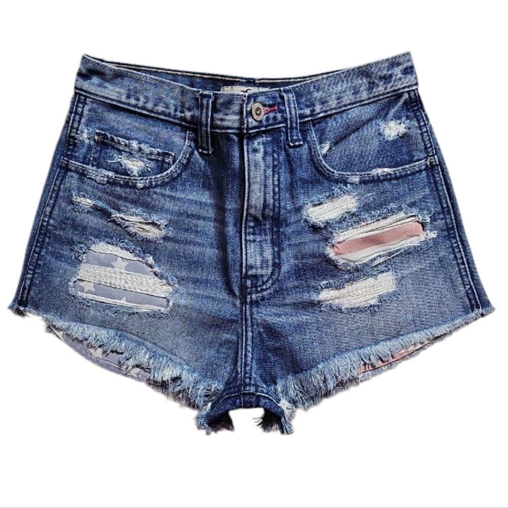 💥Hollister Highrise Distressed Jean Shorts. Women's Size: W3/26x02L.